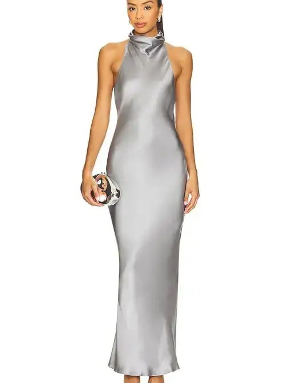 NWT Anine Bing Eliana Silk Halterneck Dress in Pastel Blue - Picture 3 of 16